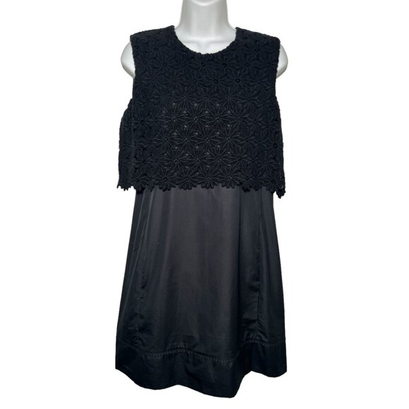 See by Chloe Daisy Crochet Overlay Black Dress Retro A-Line Floral 38 Medium - Picture 6 of 16